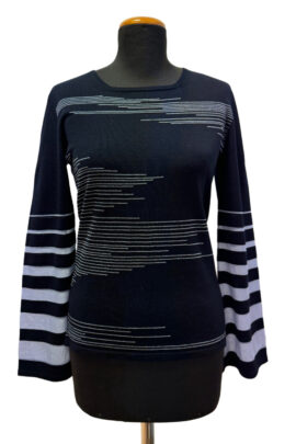 MAGLIA CON MANICHE SVASATE – Blu, Grigio